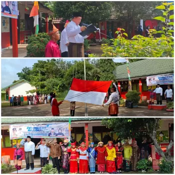 Upacara Peringatan Hardiknas di SMPN 6 Rantau Bayur Berlangs